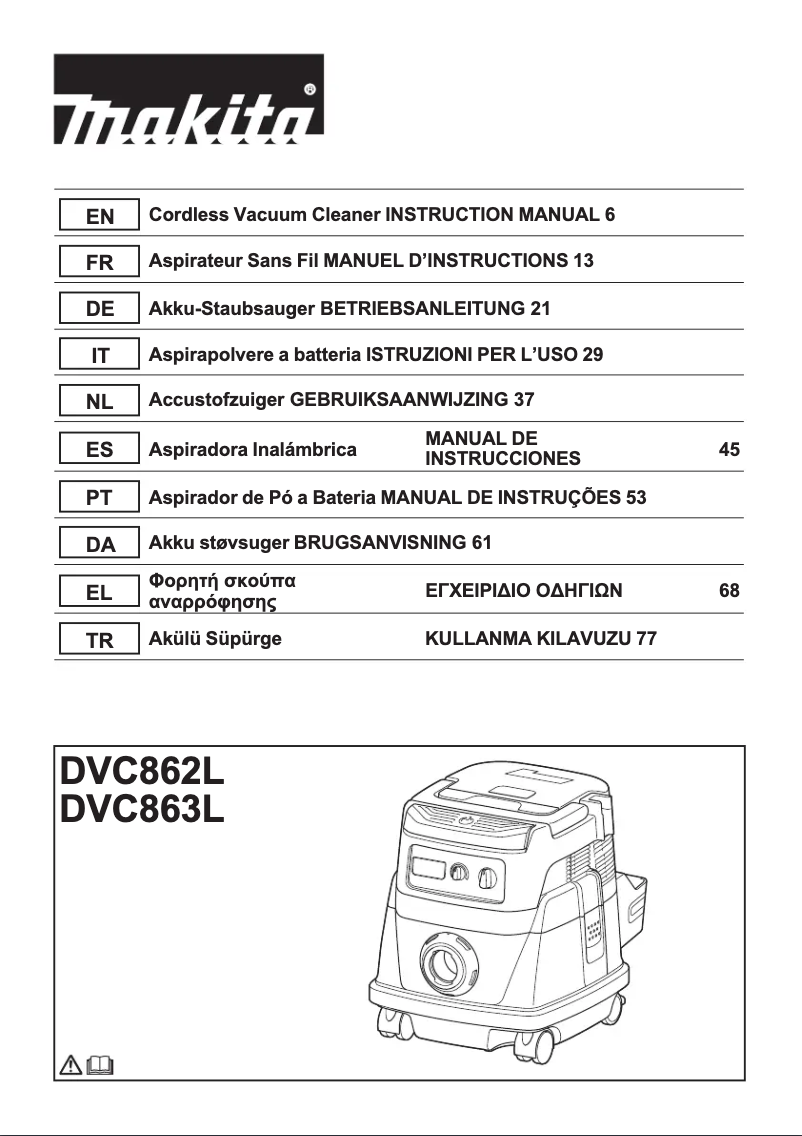 Page 1 de la notice Manuel utilisateur Makita DVC863L