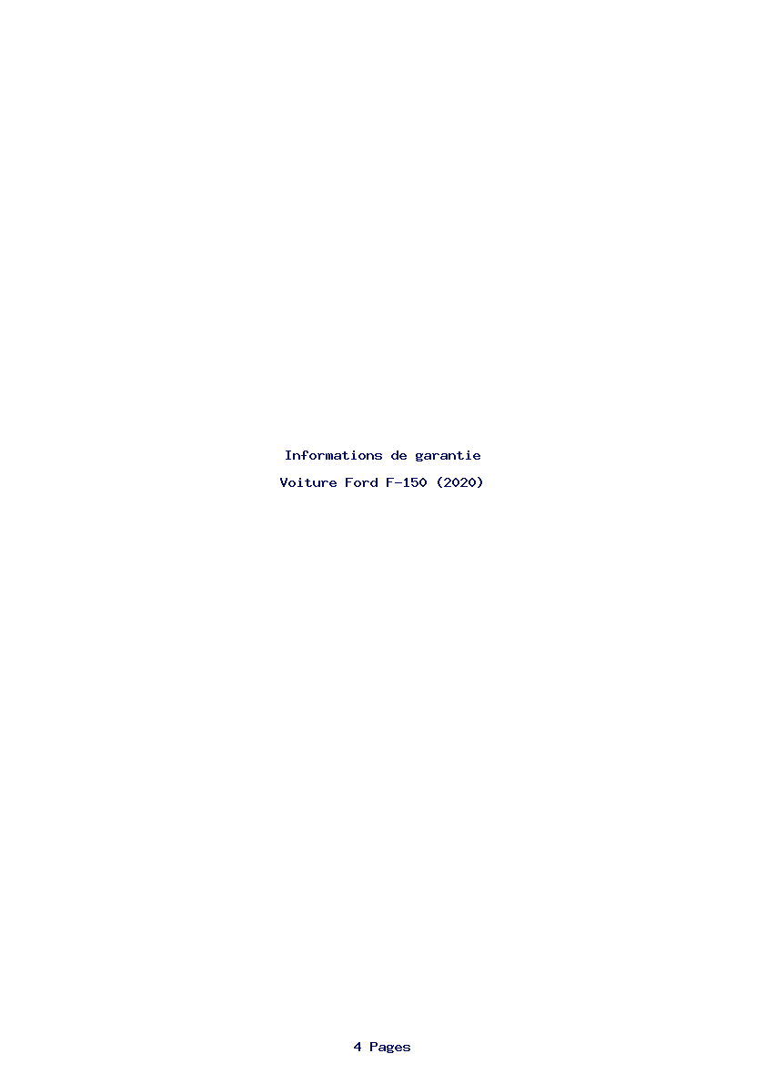 Page 1 de la notice Informations de garantie Ford F-150 (2020)