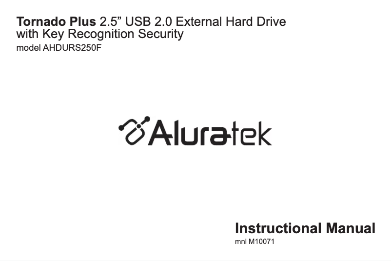 Page 1 of the manual User Manual Aluratek AHDURS250F320