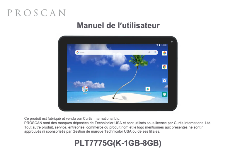 Page 1 de la notice Manuel utilisateur Proscan PLT7775G