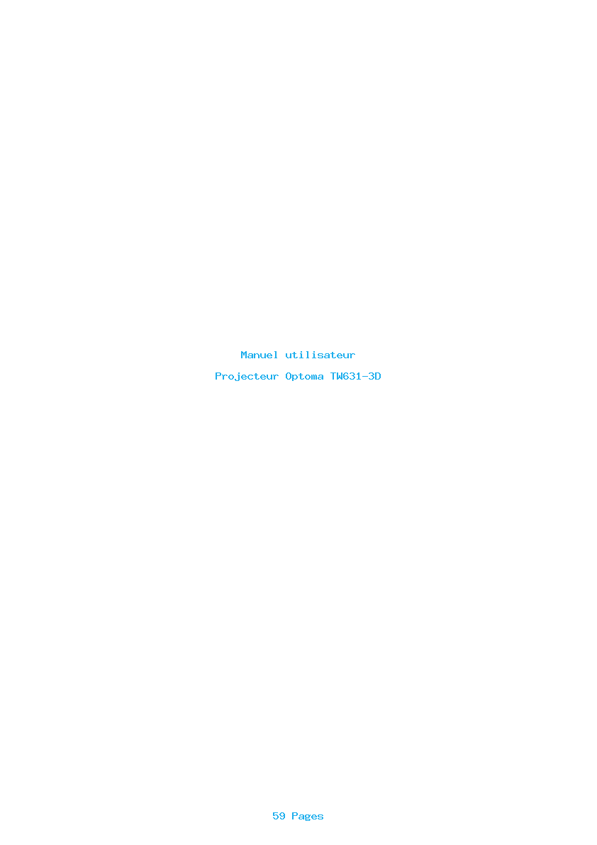 Page 1 de la notice Manuel utilisateur Optoma TW631-3D