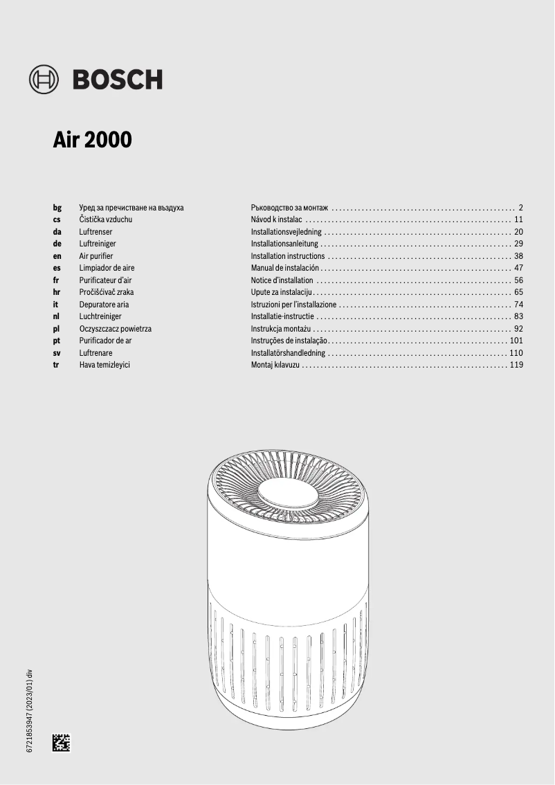 Page 1 de la notice Manuel utilisateur Bosch Air 2000