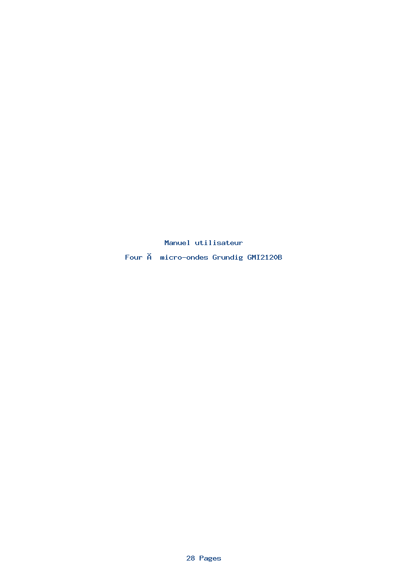 Page 1 de la notice Manuel utilisateur Grundig GMI2120B