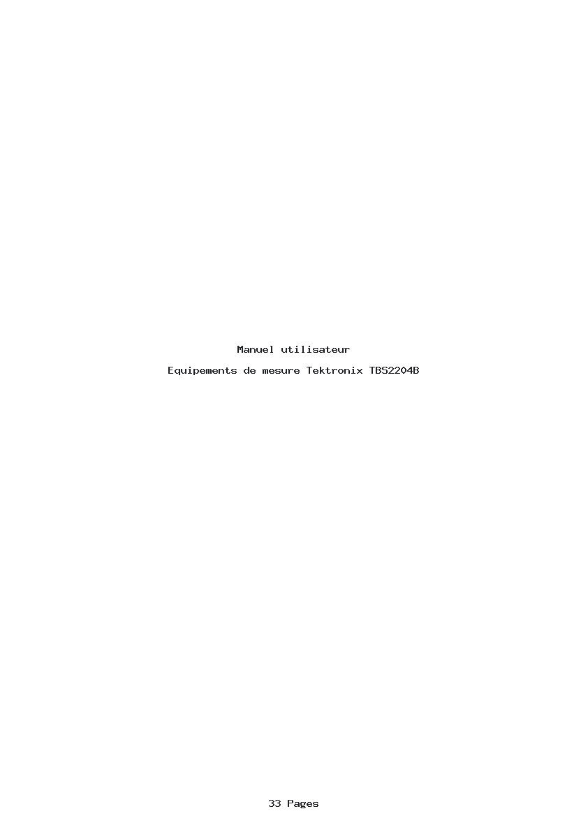 Page 1 de la notice Manuel utilisateur Tektronix TBS2204B