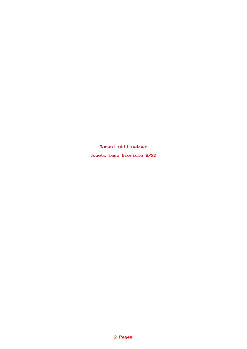 Page 1 de la notice Manuel utilisateur Lego Bionicle 8722