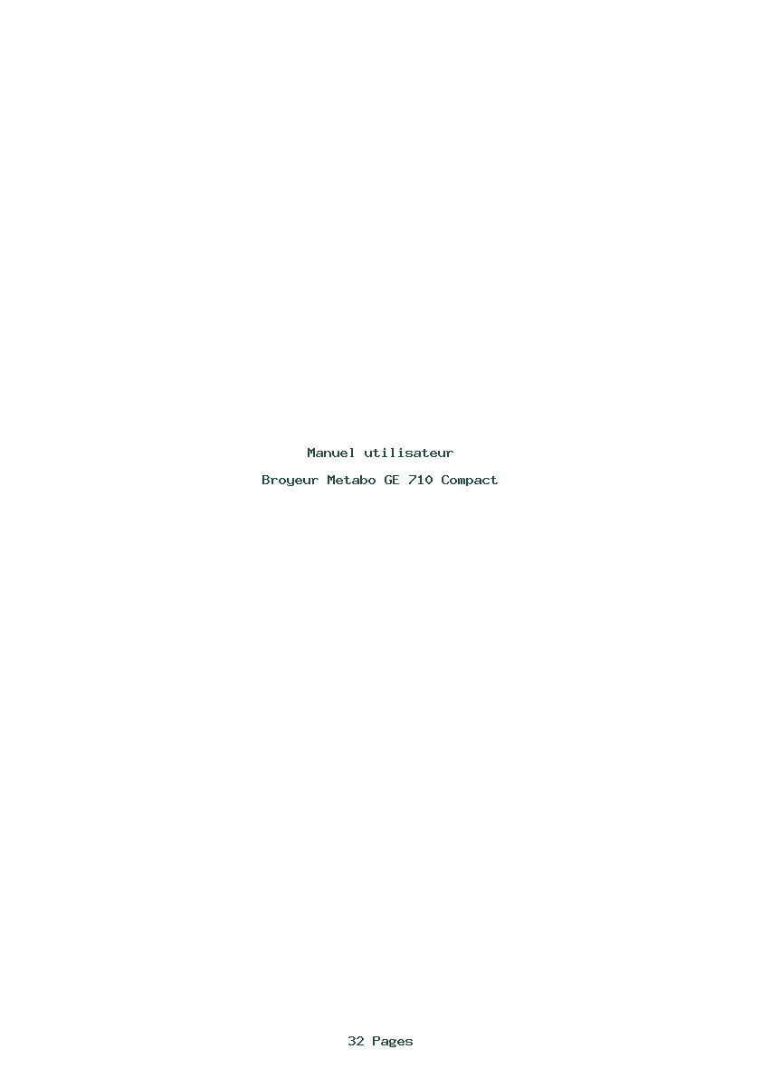 Page 1 de la notice Manuel utilisateur Metabo GE 710 Compact