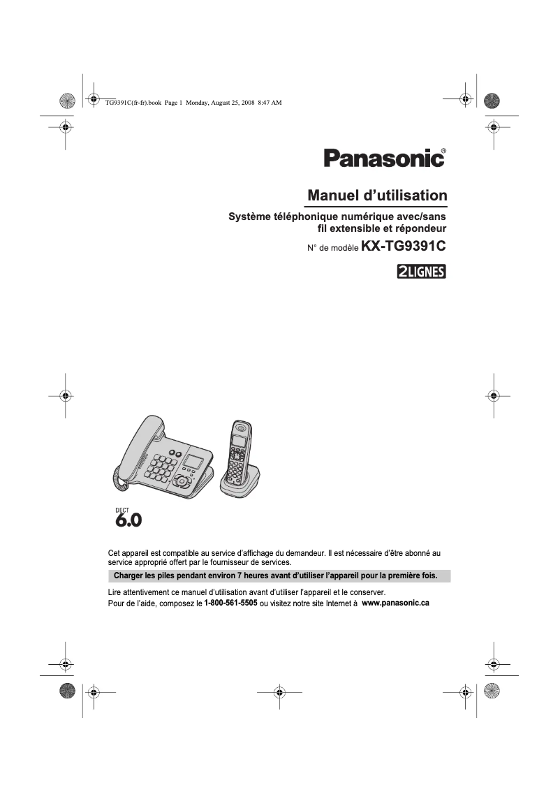 Imagen de la primera página del manual del dispositivo KX-TG9391