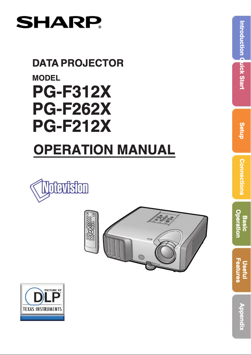 Page 1 de la notice Manuel utilisateur Sharp PG-F212X-L