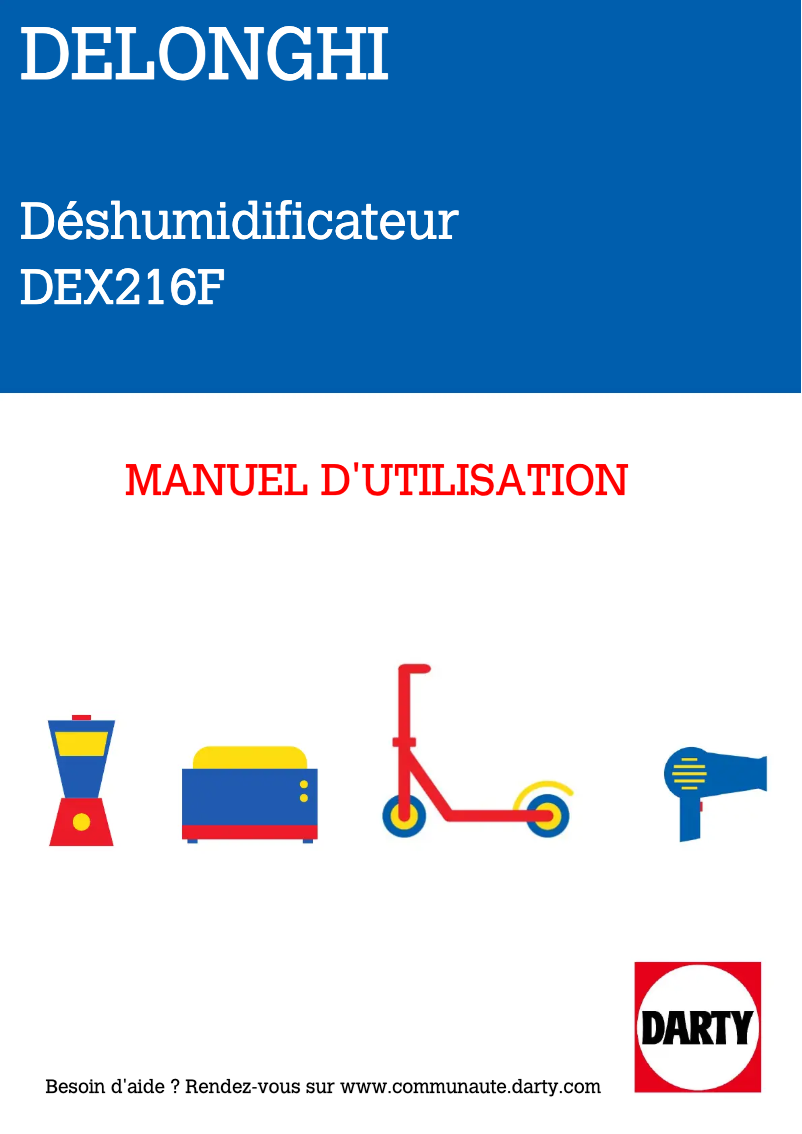 Page 1 de la notice Manuel utilisateur DeLonghi Tasciugo AriaDry Multi DEX216F