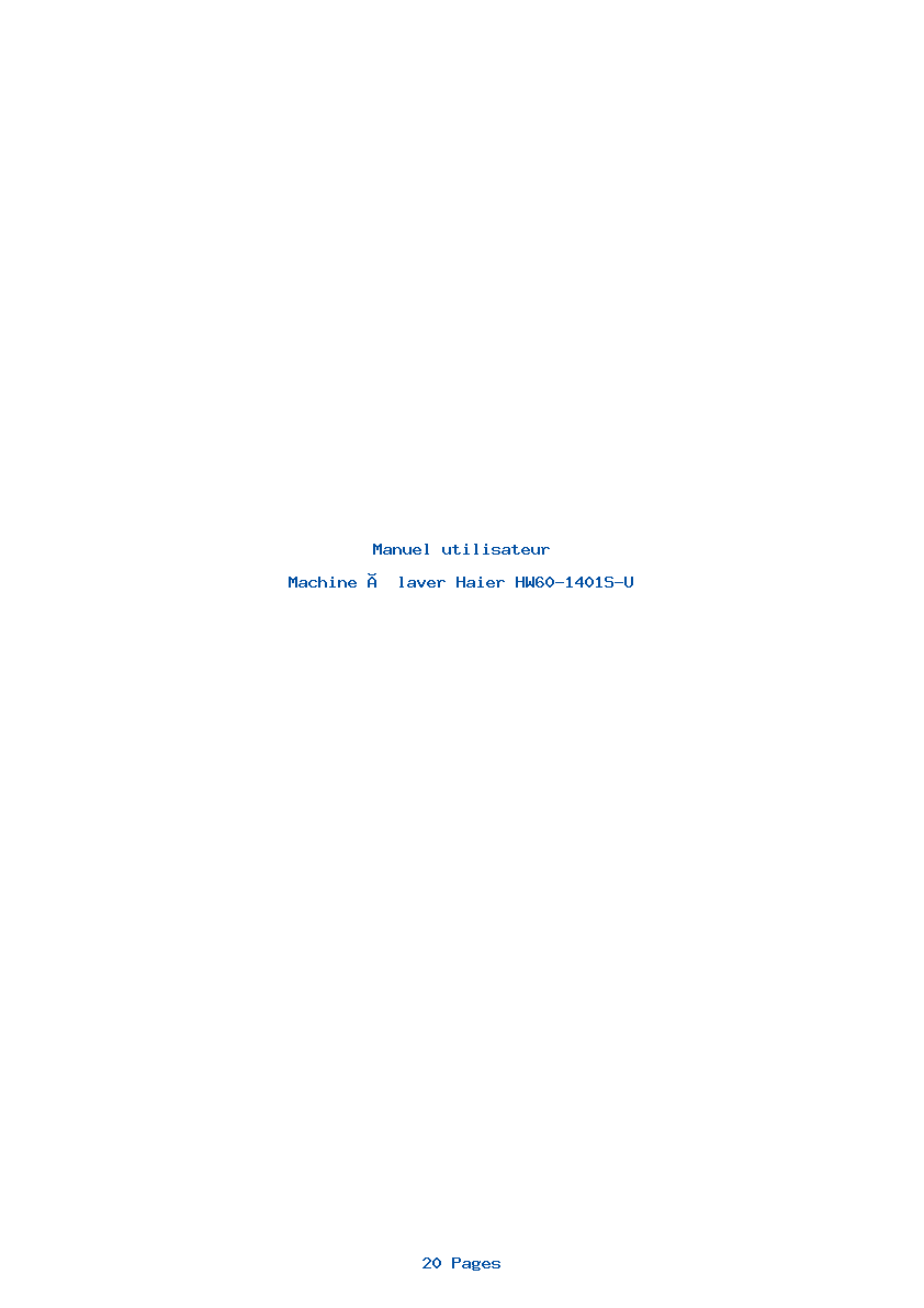 Page 1 de la notice Manuel utilisateur Haier HW60-1401S-U
