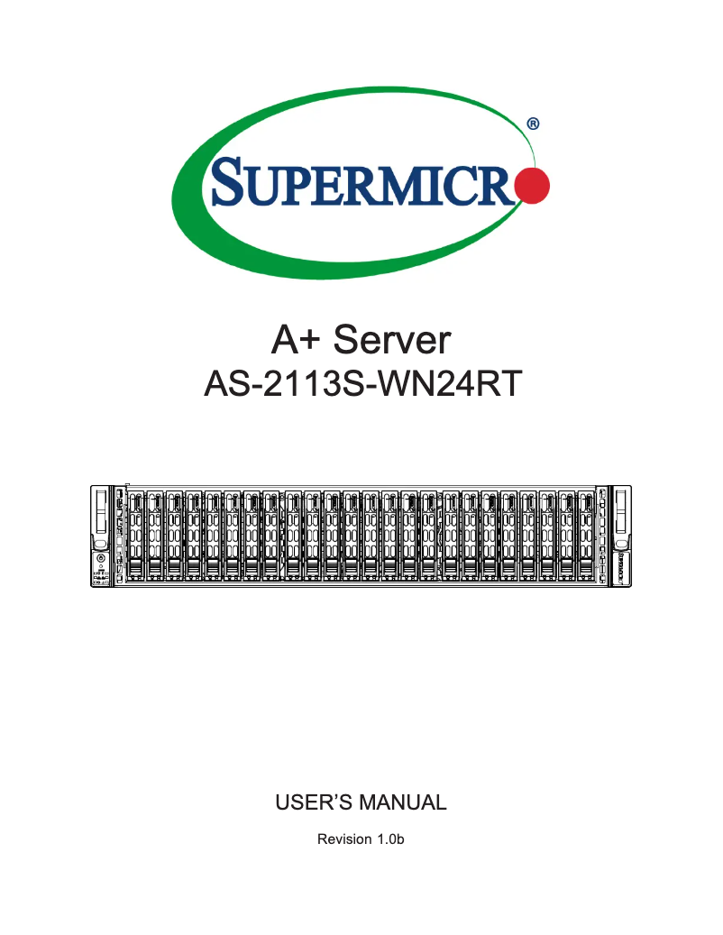 Page 1 de la notice Manuel utilisateur Supermicro A+ Server 2113S-WN24RT
