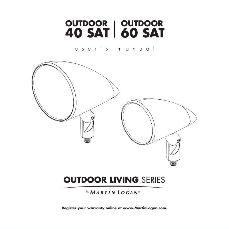 Page 1 de la notice Manuel utilisateur Martin Logan Outdoor 40 Sat