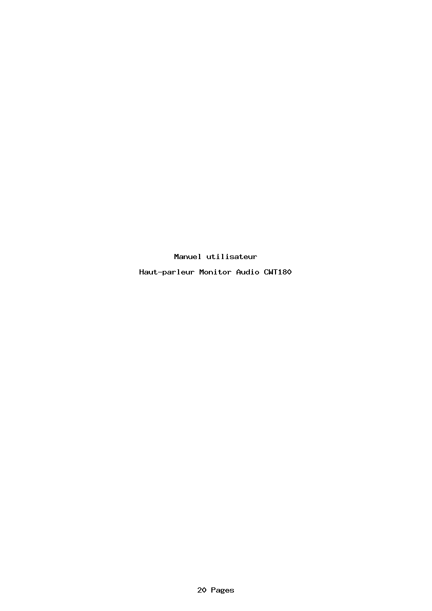 Page 1 de la notice Manuel utilisateur Monitor Audio CWT180