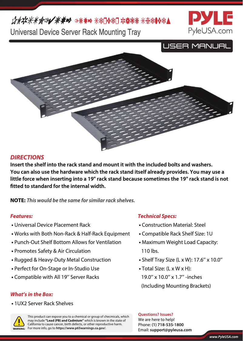Página 1 del manual Manual de usuario Pyle PLRSTN42U