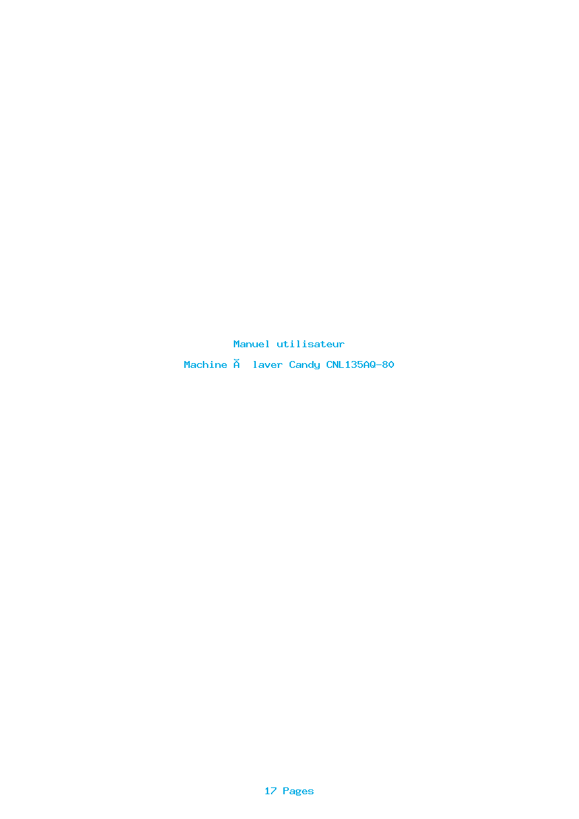 Page 1 de la notice Manuel utilisateur Candy CNL135AQ-80