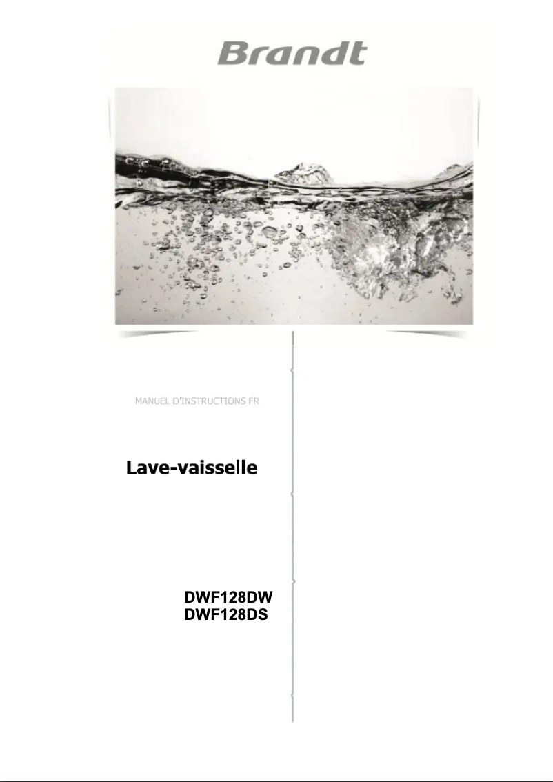 Page 1 de la notice Manuel utilisateur Brandt DWF128DS