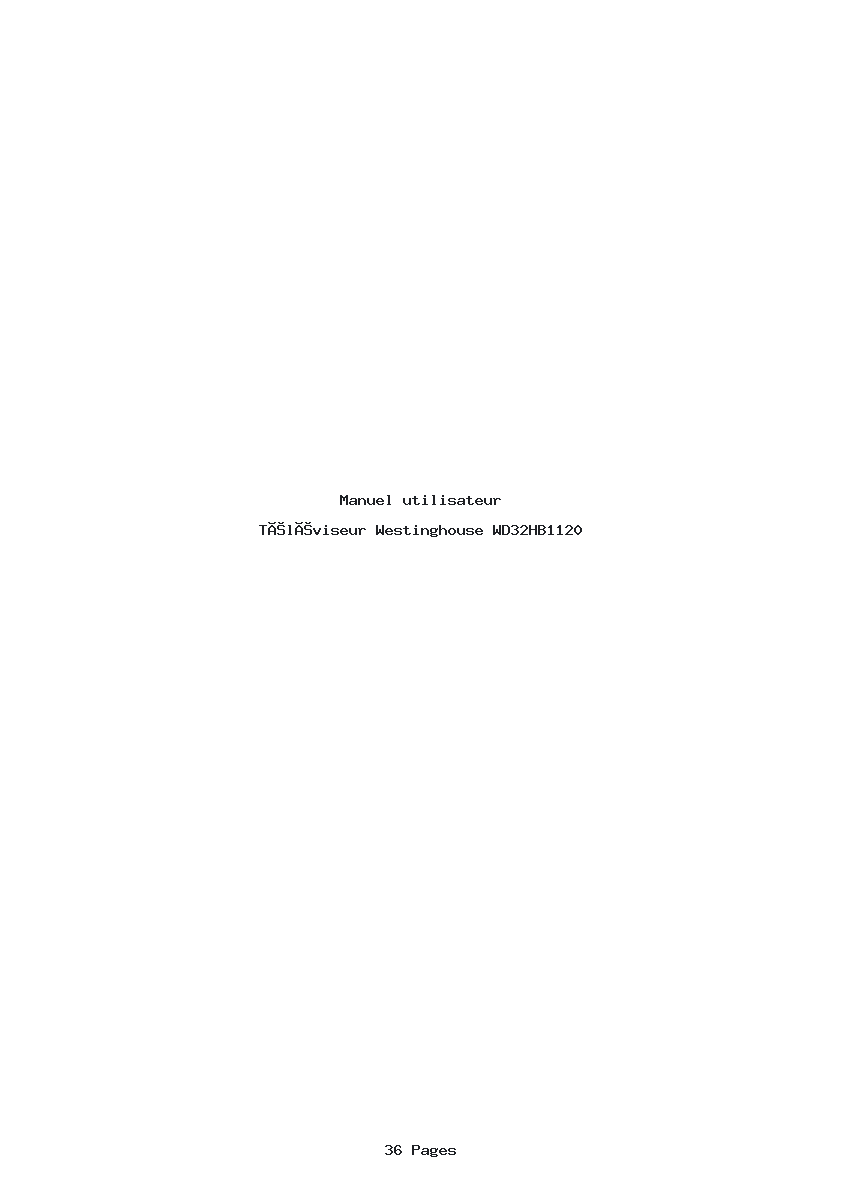 Page 1 de la notice Manuel utilisateur Westinghouse WD32HB1120