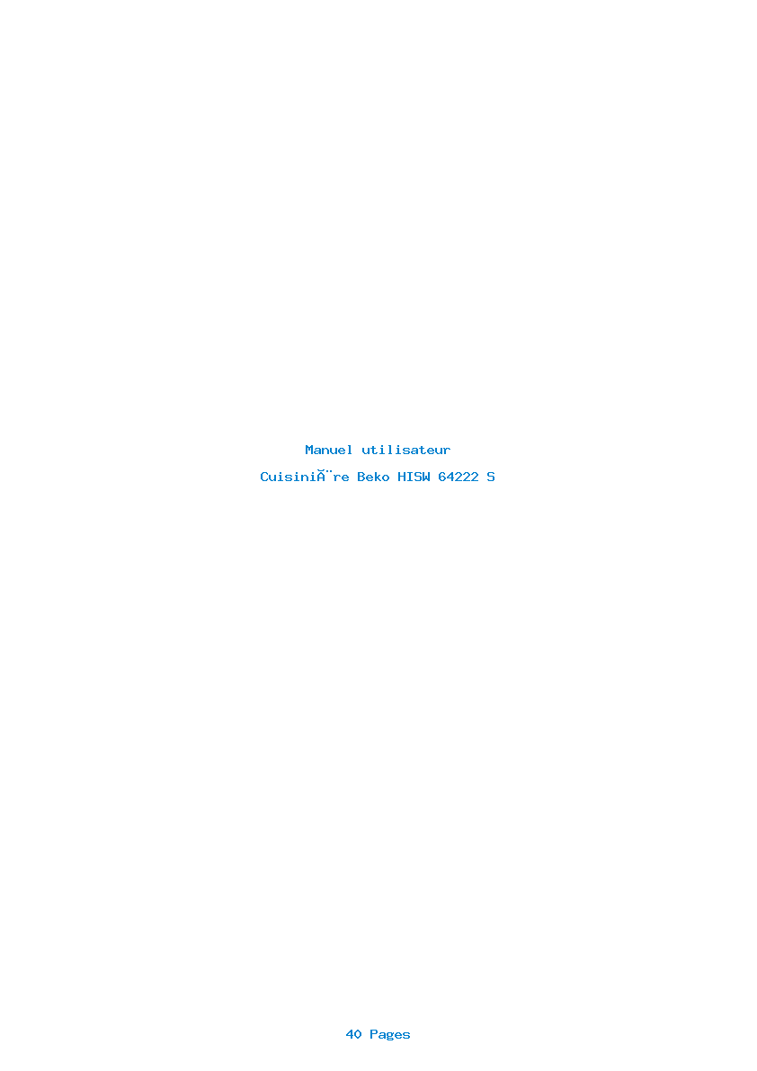 Page 1 de la notice Manuel utilisateur Beko HISW 64222 S