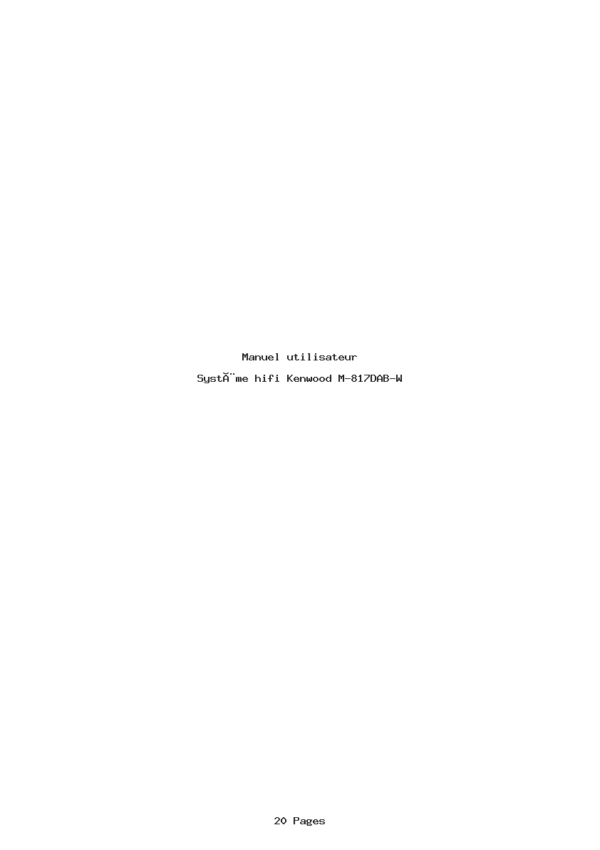 Page 1 de la notice Manuel utilisateur Kenwood M-817DAB-W