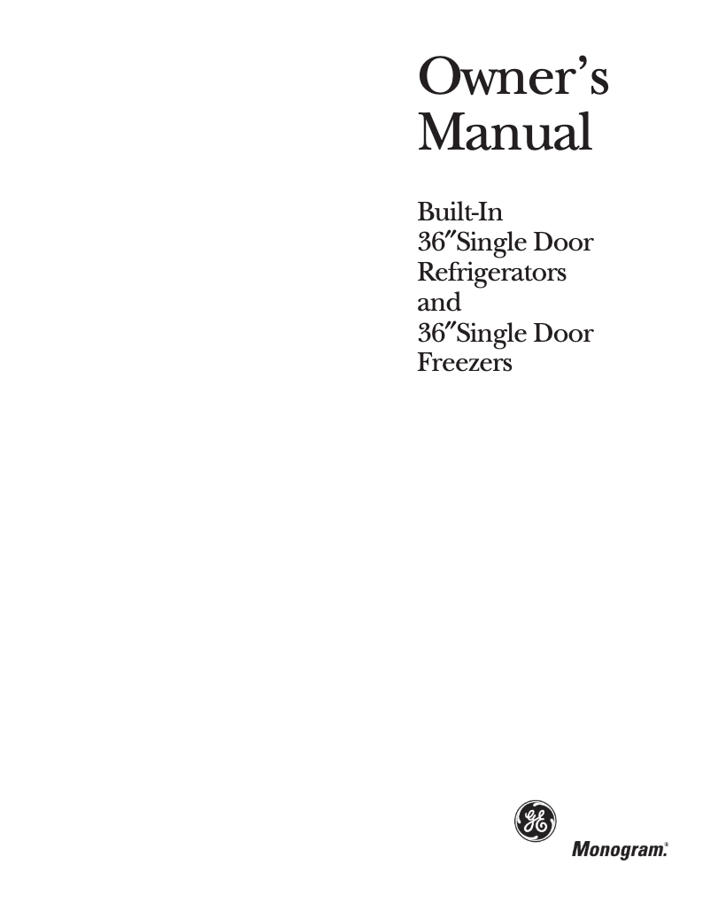 Página 1 del manual Manual de uso y mantenimiento GE ZIFS36NMRH