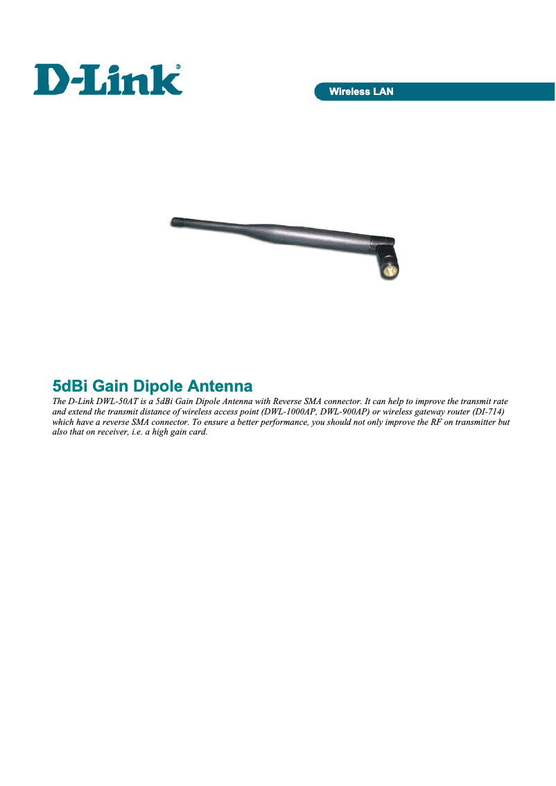 Page 1 de la notice Fiche technique D-Link DWL-50AT