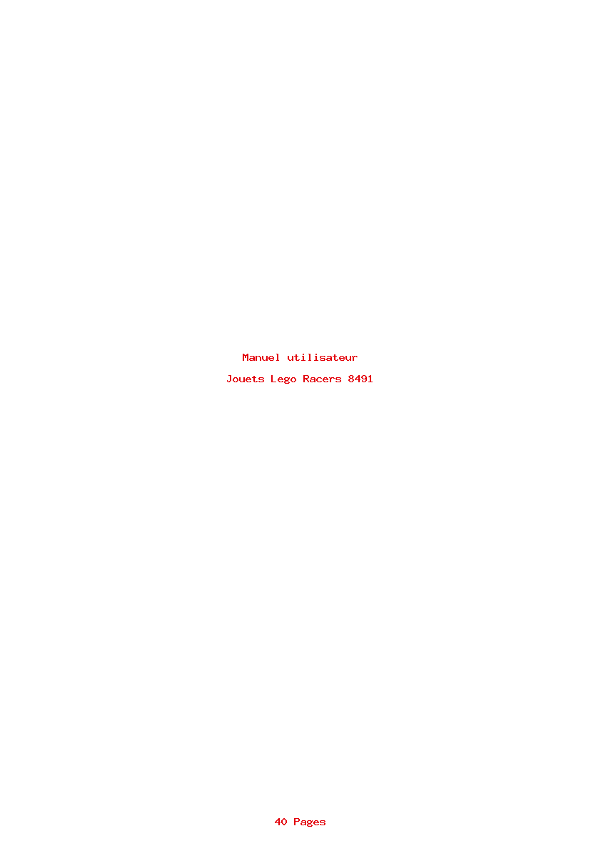 Page 1 de la notice Manuel utilisateur Lego Racers 8491