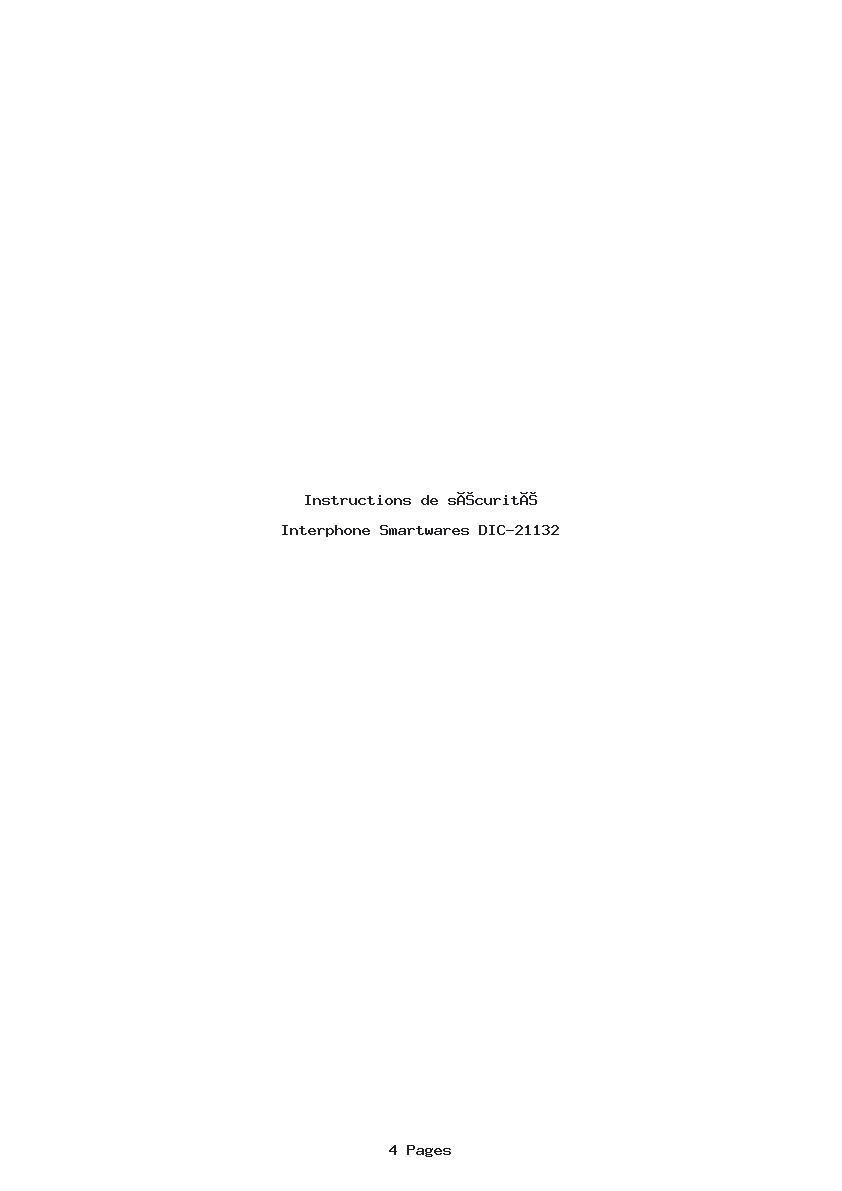 Page 1 de la notice Instructions de sécurité Smartwares DIC-21132