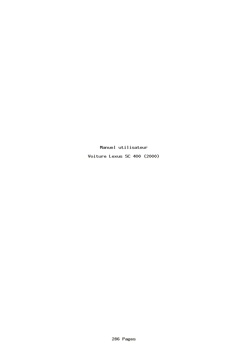 Page 1 de la notice Manuel utilisateur Lexus SC 400 (2000)