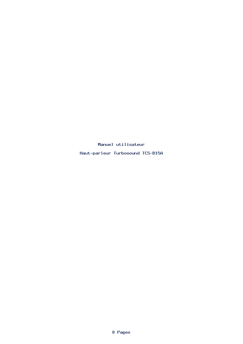Page 1 de la notice Manuel utilisateur Turbosound TCS-B15A