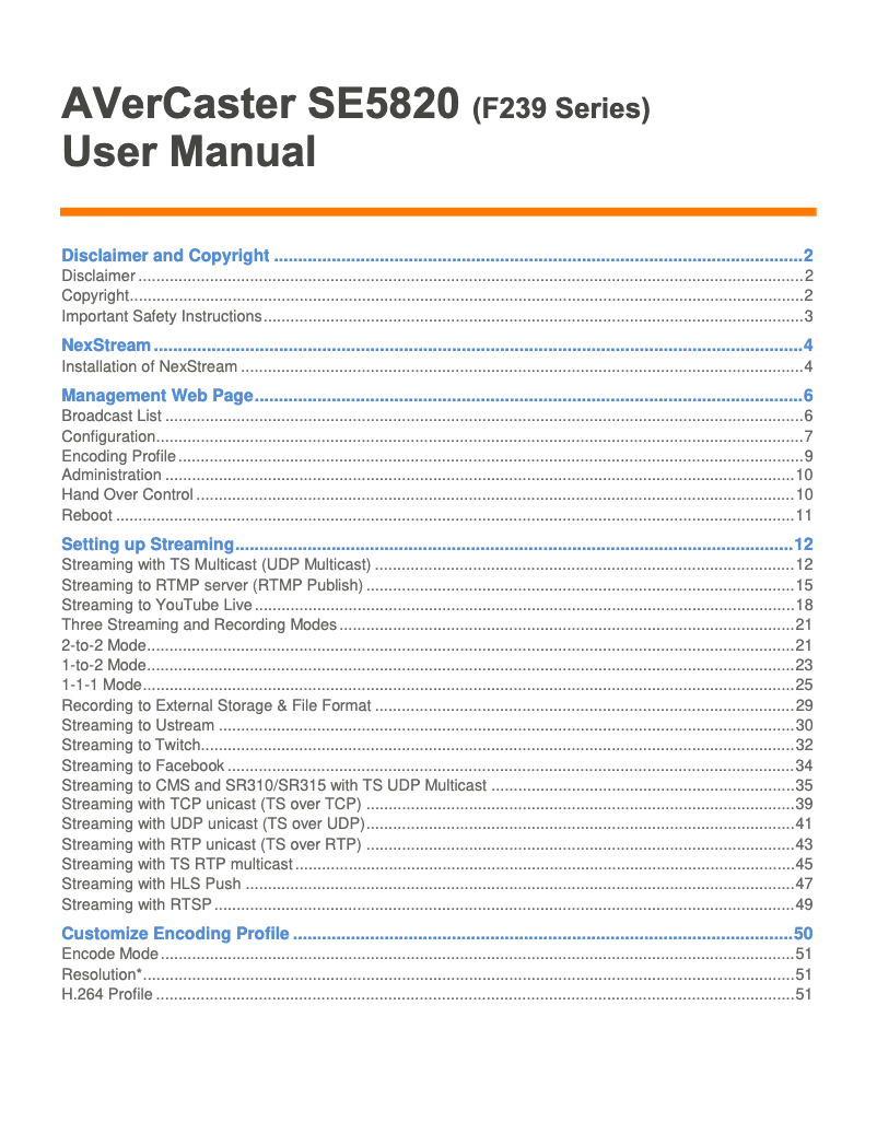 Page 1 de la notice Manuel utilisateur AVerMedia SE5820
