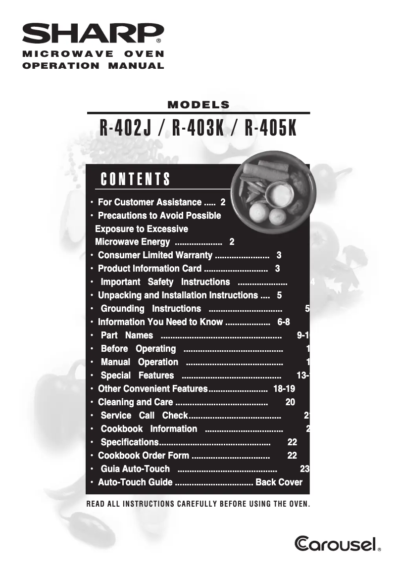 Página 1 del manual Manual de usuario Sharp R402JWT