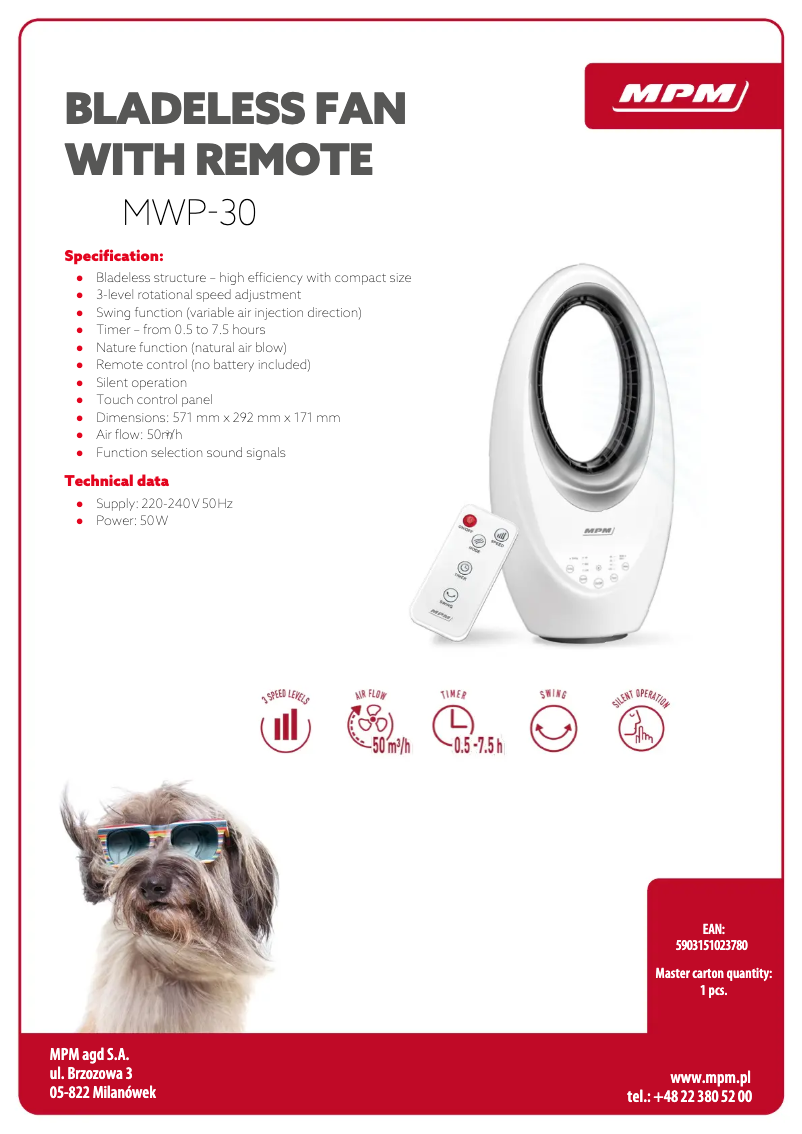 Page 1 de la notice Fiche technique MPM MWP-30