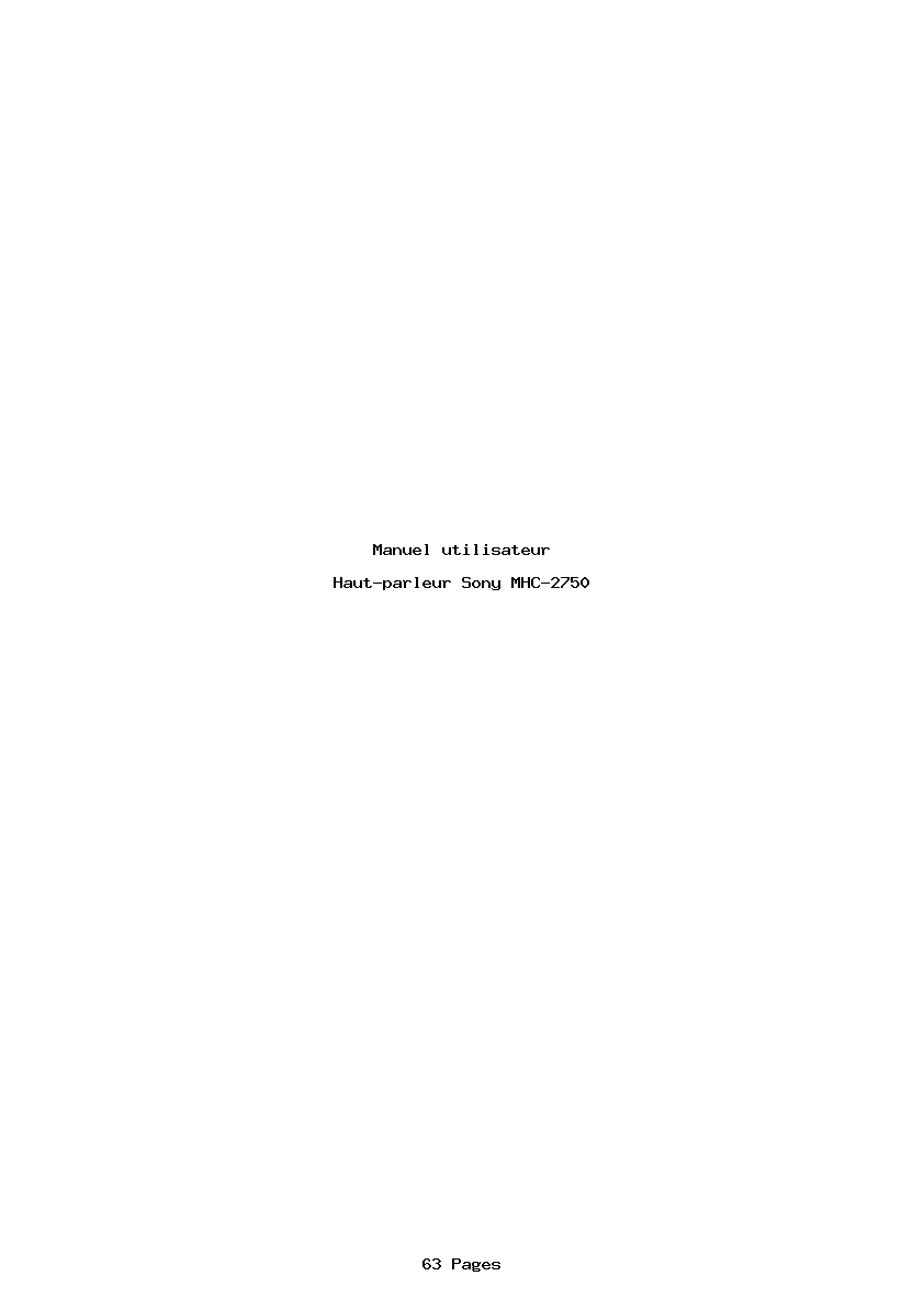 Page 1 de la notice Manuel utilisateur Sony MHC-2750