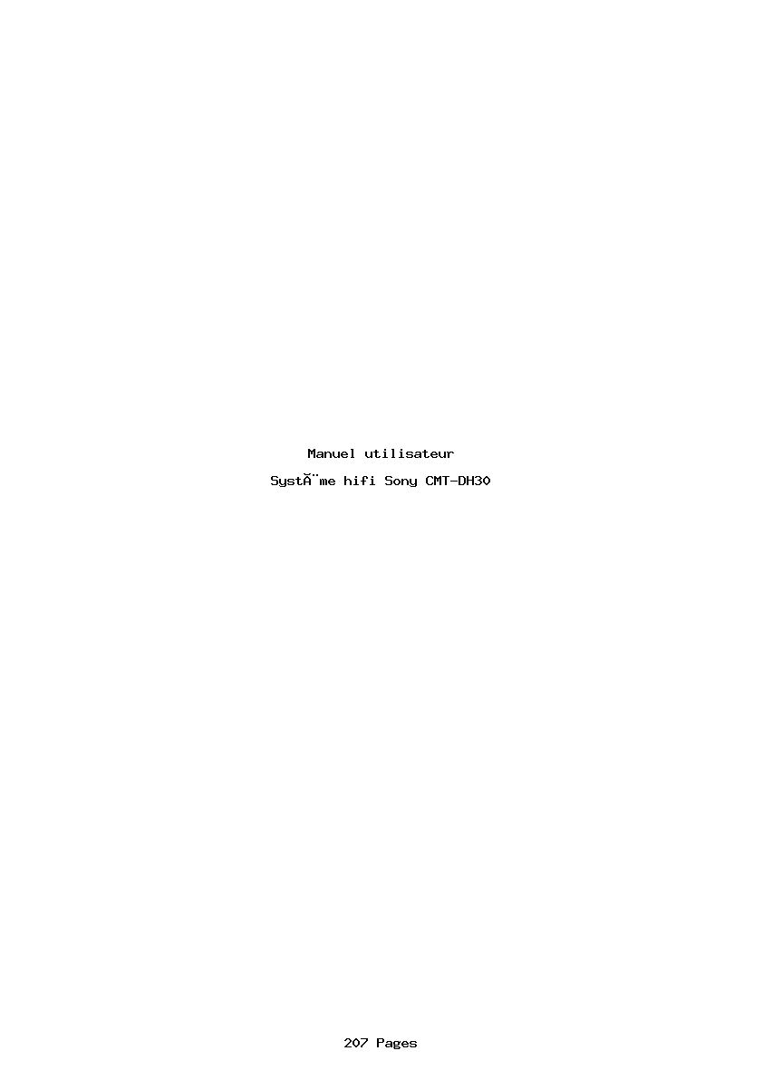 Page 1 de la notice Manuel utilisateur Sony CMT-DH30