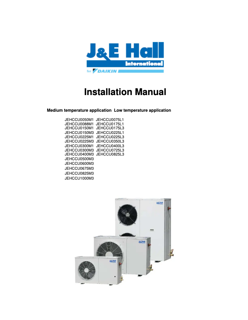 Page 1 de la notice Guide d'installation Daikin JEHCCU0140CM1
