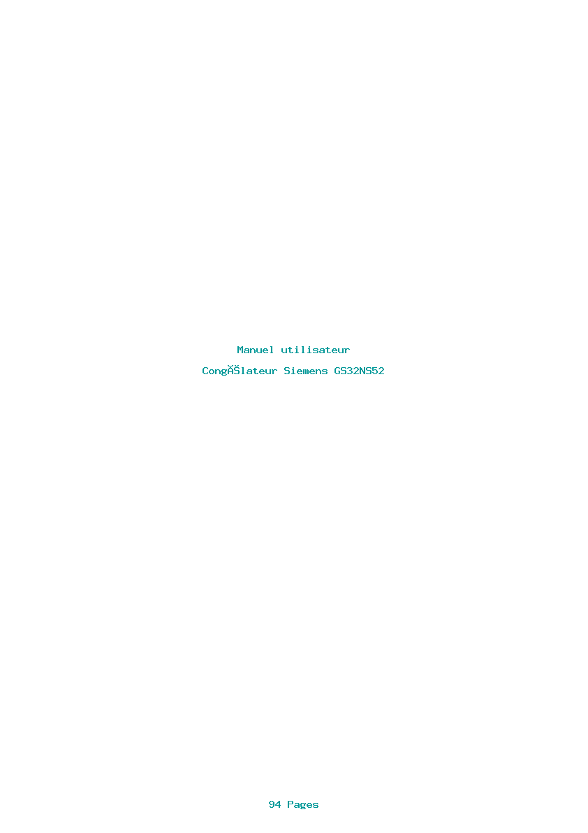 Page 1 de la notice Manuel utilisateur Siemens GS32NS52