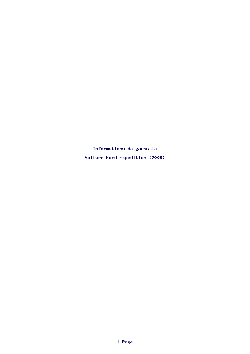 Page 1 de la notice Informations de garantie Ford Expedition (2008)