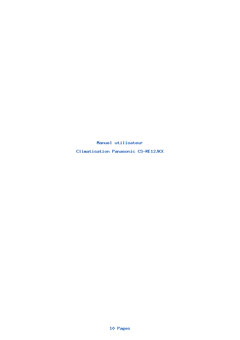 Page 1 de la notice Manuel utilisateur Panasonic CS-RE12JKX