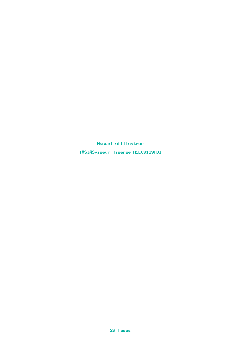 Page 1 de la notice Manuel utilisateur Hisense HSLC8129HDI