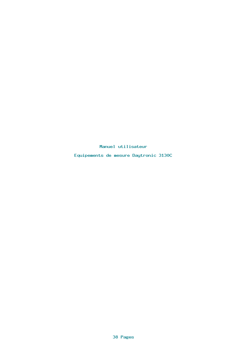 Page 1 de la notice Manuel utilisateur Daytronic 3130C