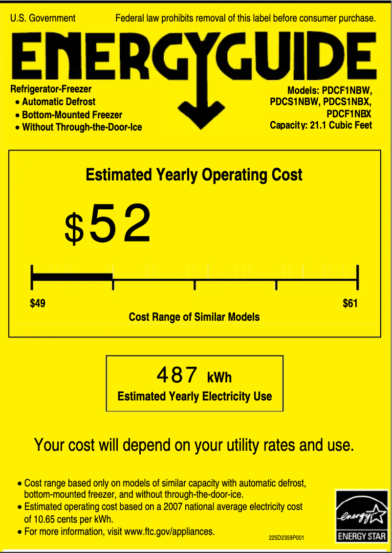 Página 1 del manual Etiqueta energética GE PDCF1NBWWW