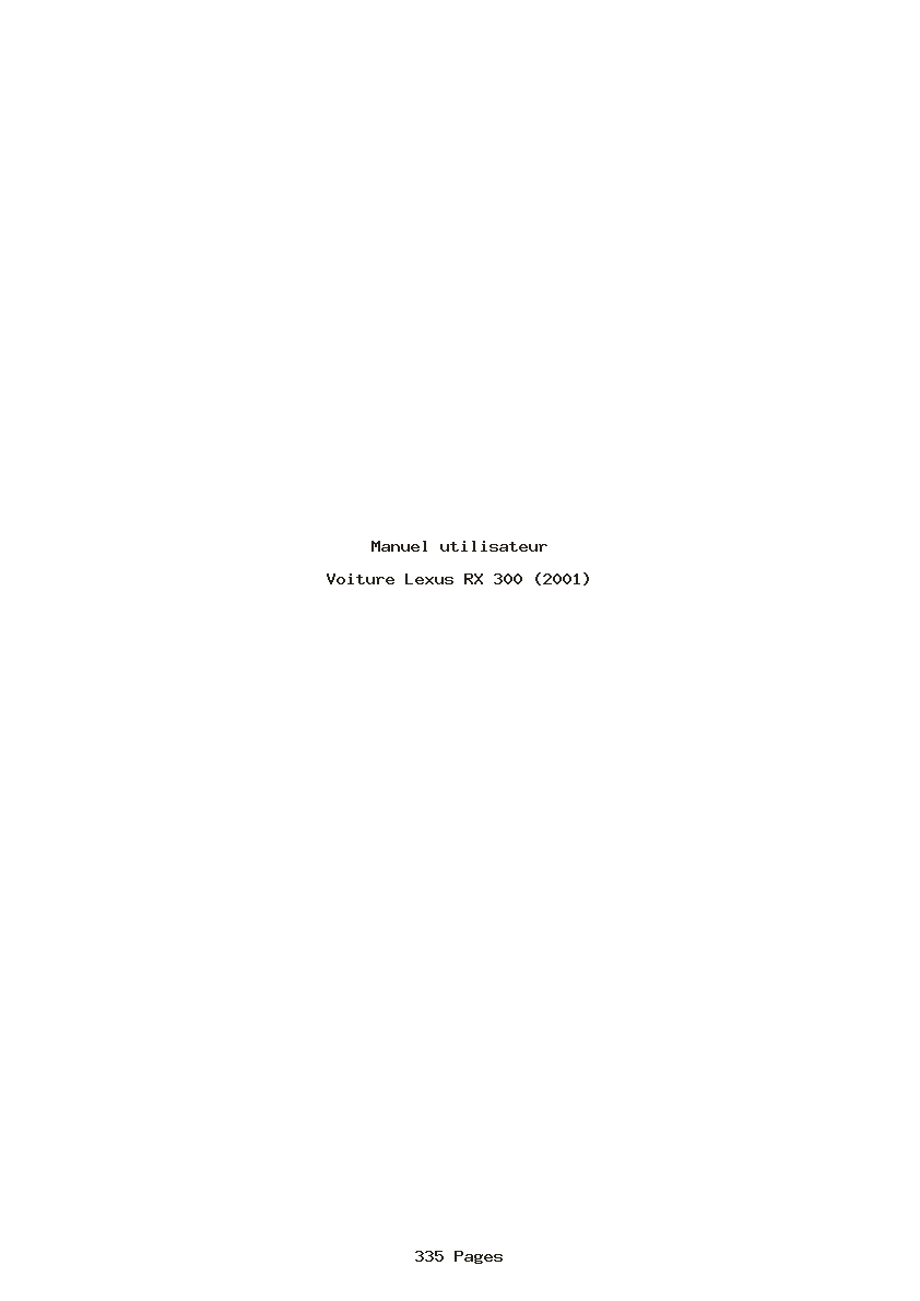 Page 1 de la notice Manuel utilisateur Lexus RX 300 (2001)