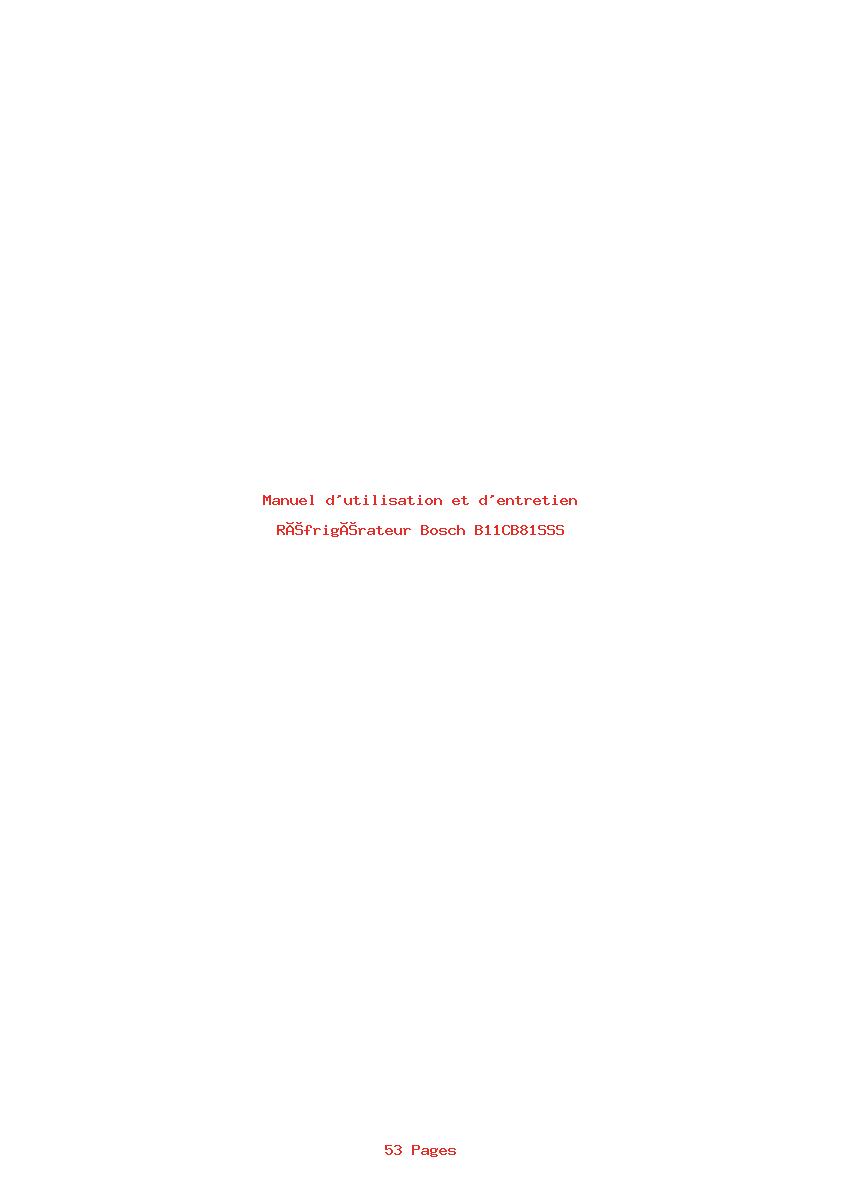 Page 1 de la notice Manuel d'utilisation et d'entretien Bosch B11CB81SSS