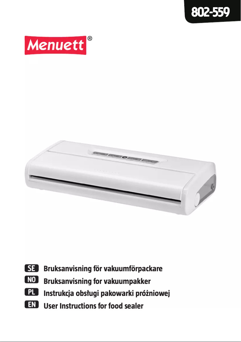 Page 1 de la notice Manuel utilisateur Menuett 802-559