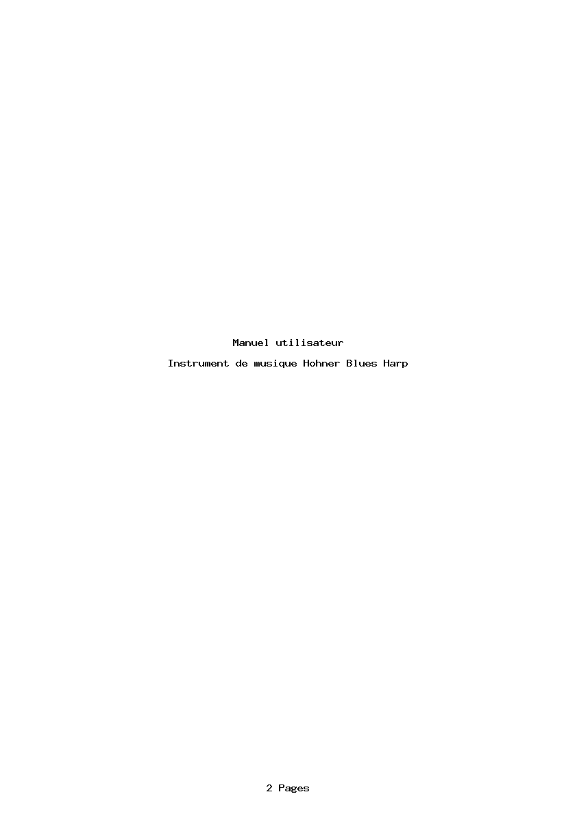 Page 1 de la notice Manuel utilisateur Hohner Blues Harp