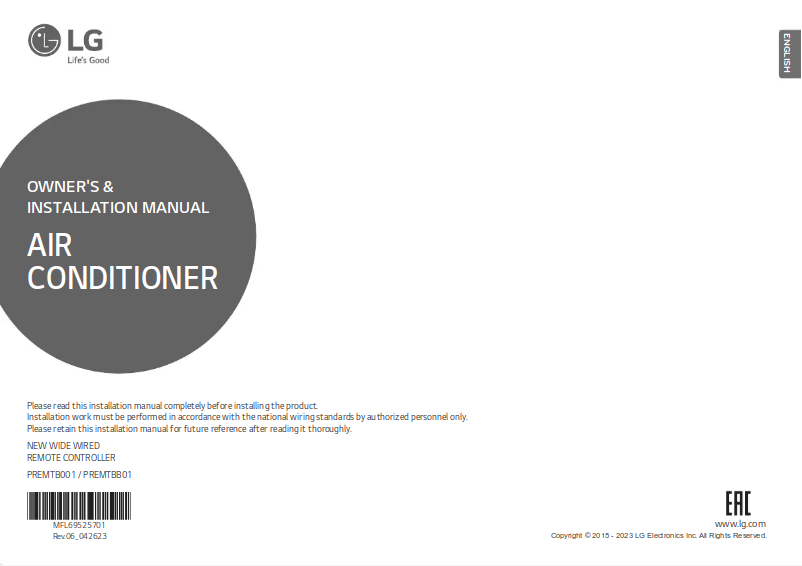 Page 1 de la notice Guide d'installation LG PREMTB001