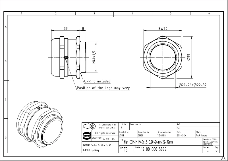 Page 1 de la notice Manuel utilisateur Harting 19 00 000 5099