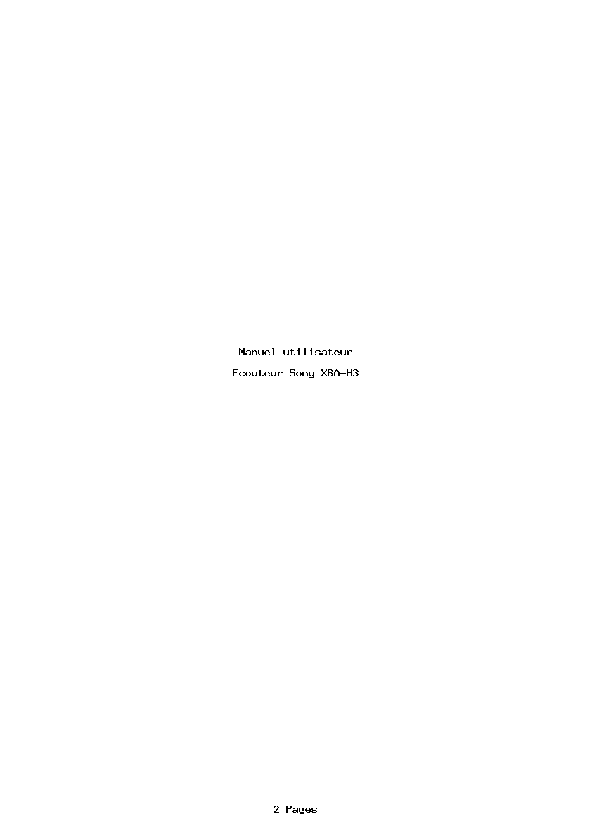 Page 1 de la notice Manuel utilisateur Sony XBA-H3