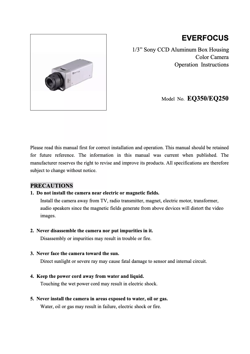 Page 1 de la notice Manuel utilisateur EverFocus EQ250A/N