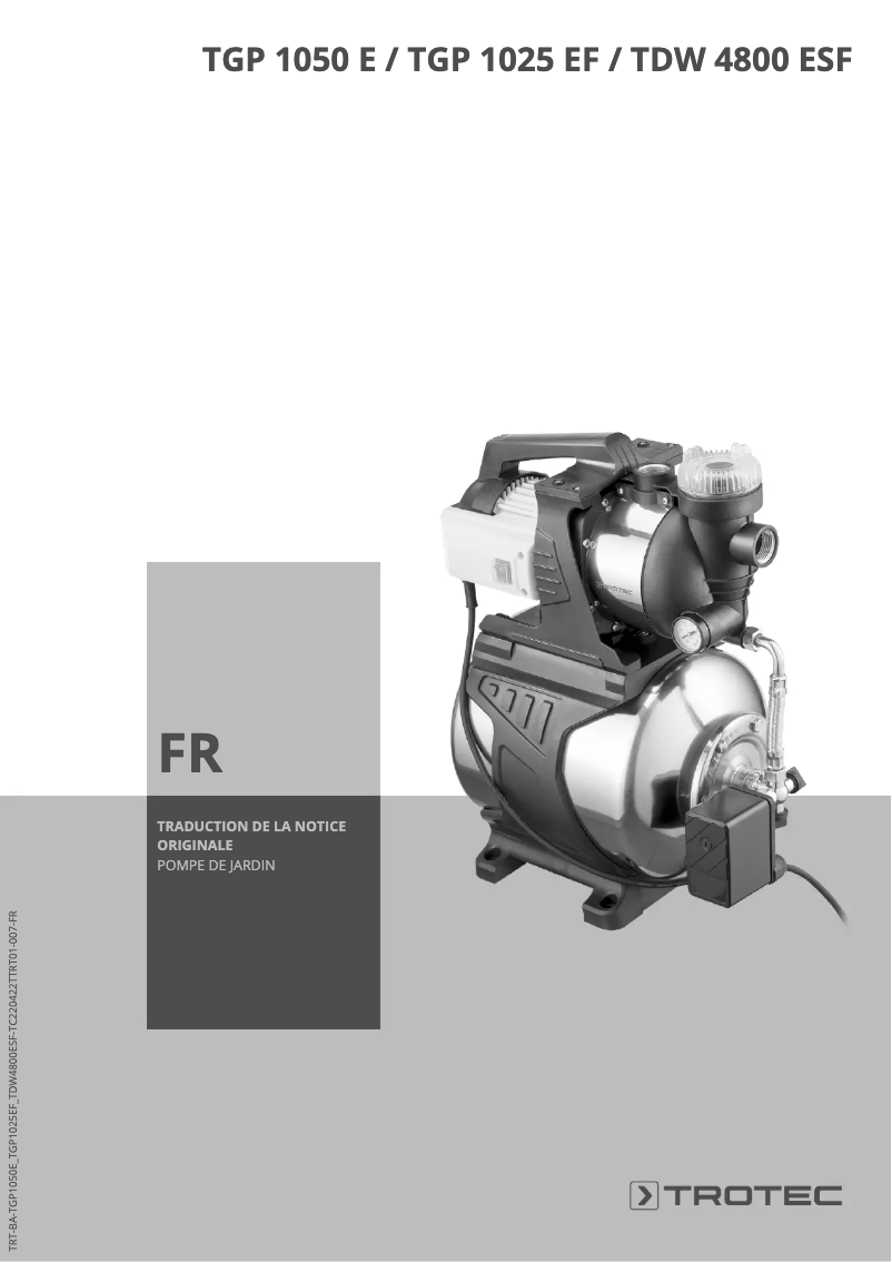 Page 1 de la notice Manuel utilisateur Trotec TGP 1050 E